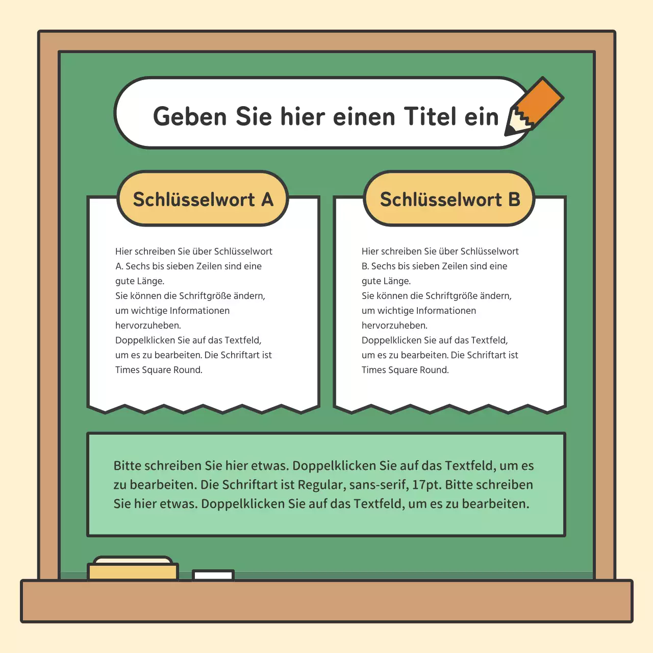 Bunte und niedliche pädagogische KreidetafelkartenNews