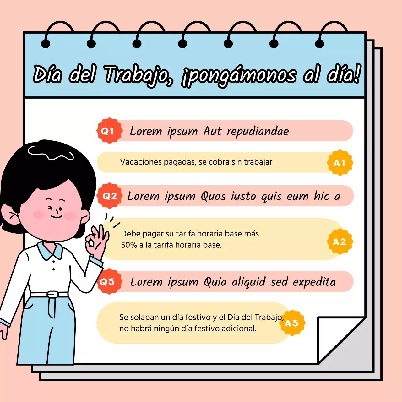 Aprende trivialidades sobre los días festivos con una niña burbujeante de colores pastel