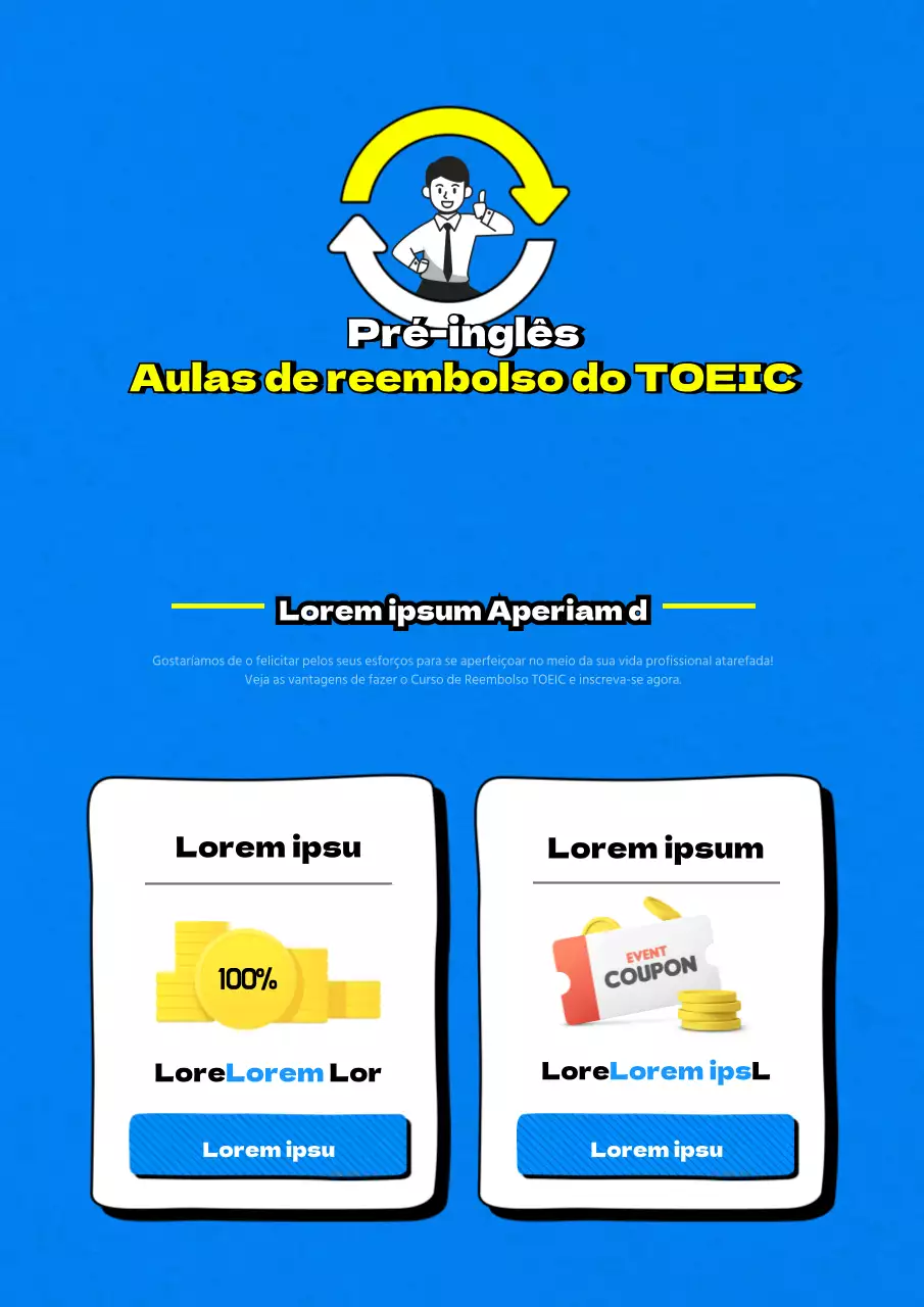 Promoção do evento de verão na escola TOEIC azul e limpa