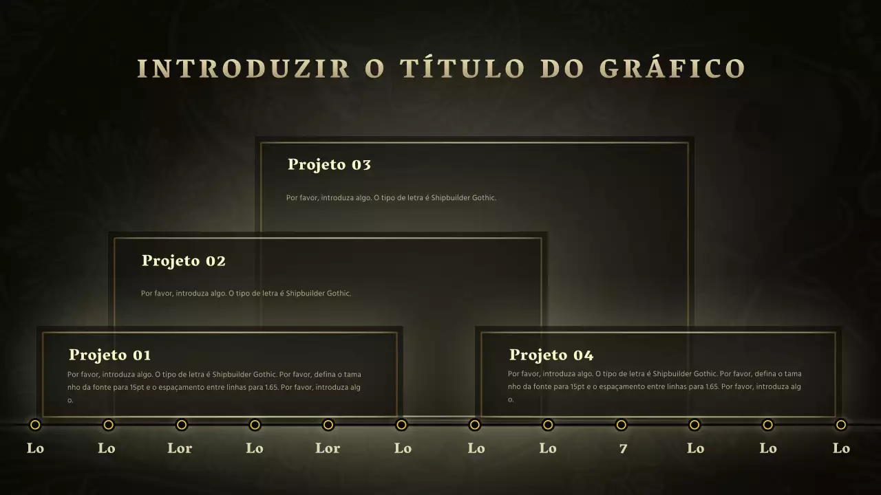 Tabela cronológica do conceito de jeans avançado em preto e dourado