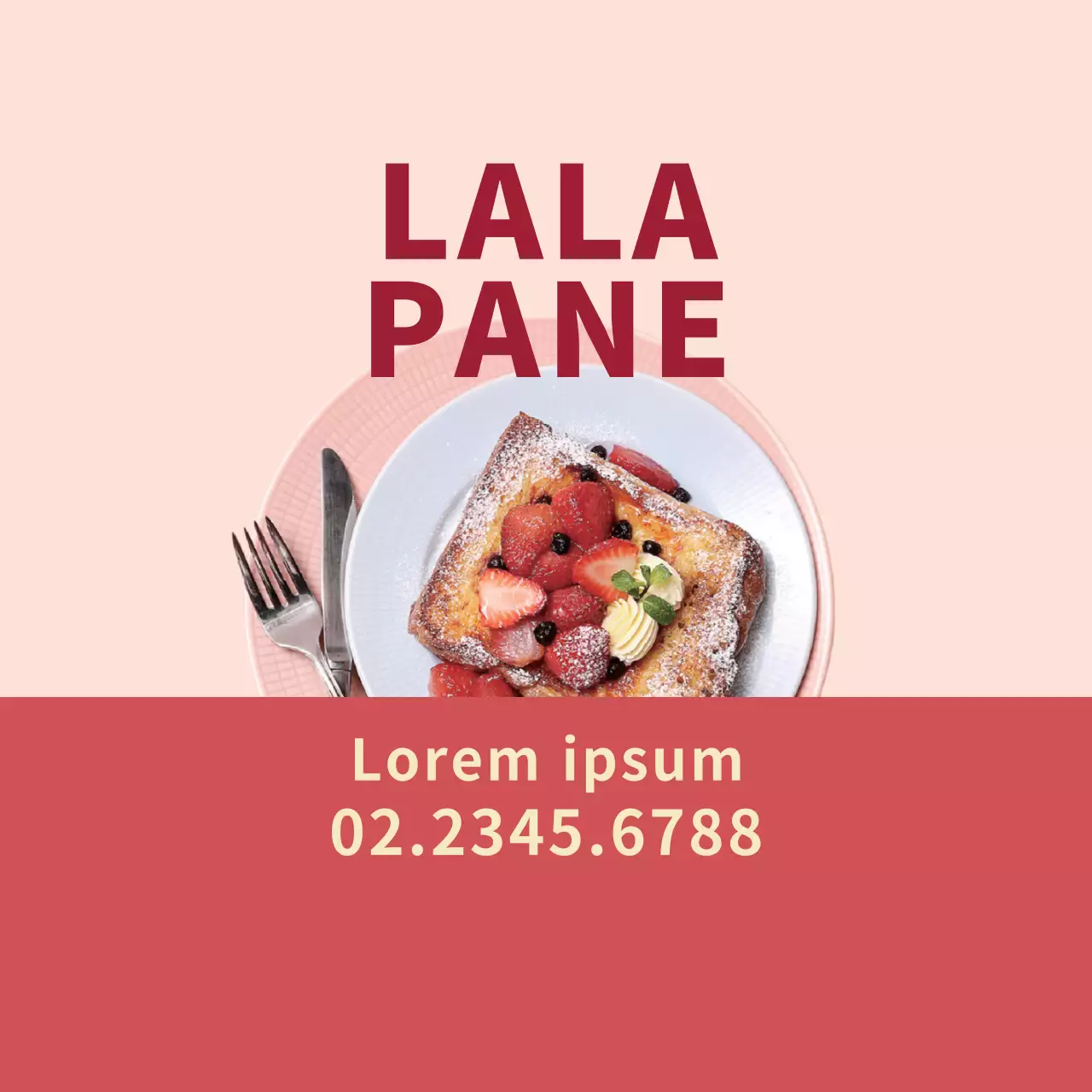 Etichetta promozionale ordinata per la consegna del brunch con accenti fotografici rossi