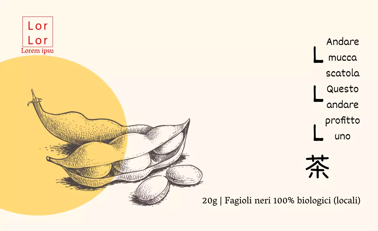 Disegno giallo Adesivo per il tè dei fagioli neri