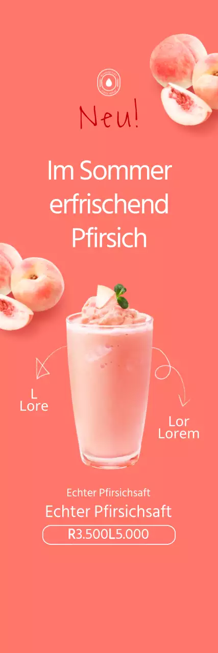 Schlichter Stil in Rosa und Weiß zur Bewerbung des Sommermenüs