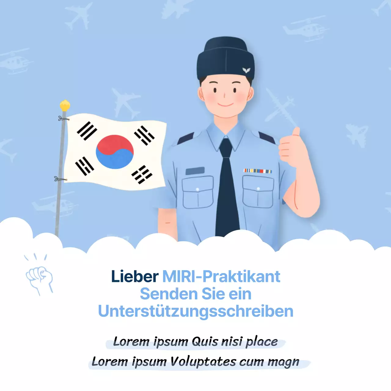 Kadettenbrief für die Luftwaffe in hellblauen Tönen