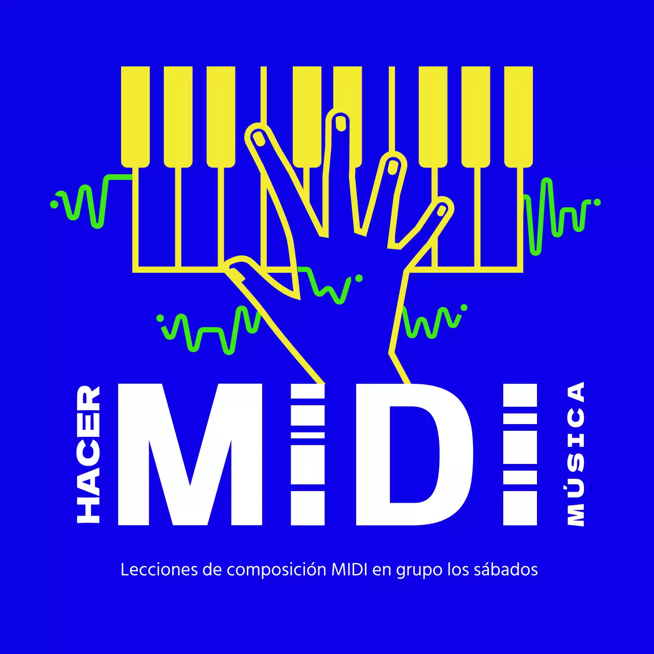 Azul Amarillo Lima Verde Simple Línea Ilustración Alto Contraste Conceptual Midi Composición Tema