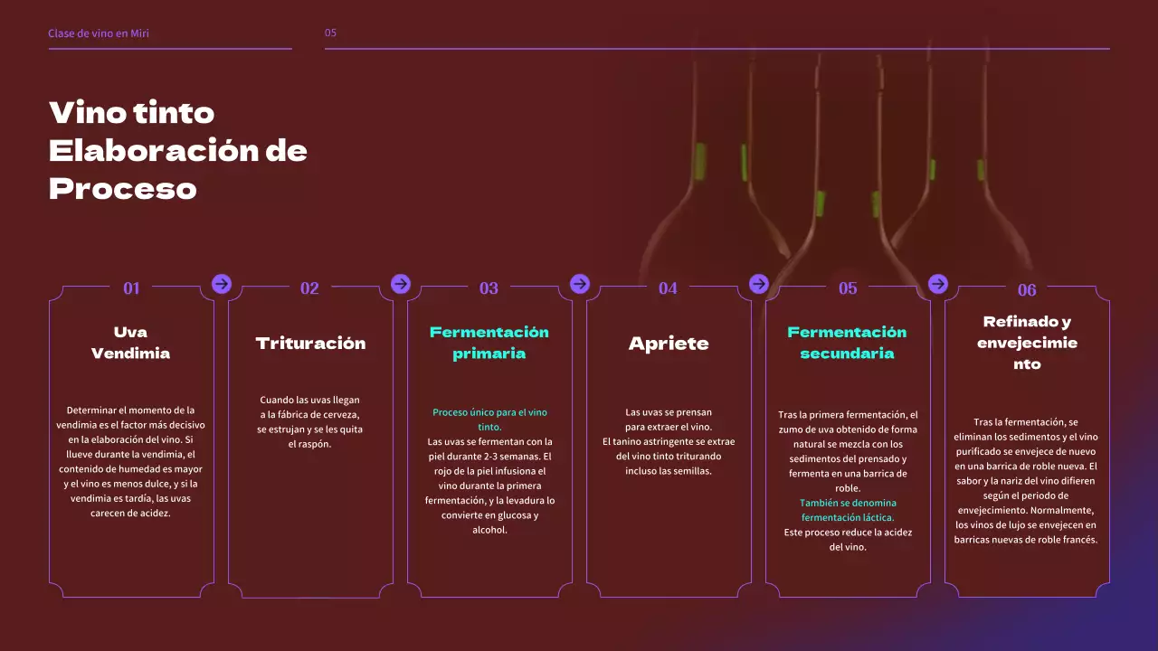 Seminario de clases de vinicultura en tonos negros y morados