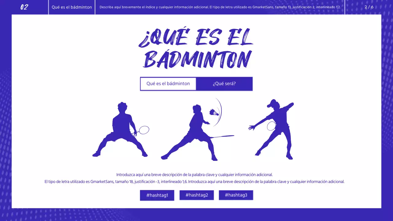 Bádminton azul y blanco Evaluación del rendimiento físico Lección guiada