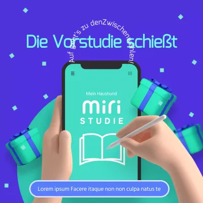 Study App Geschenkaktion in Blau und Chartreuse
