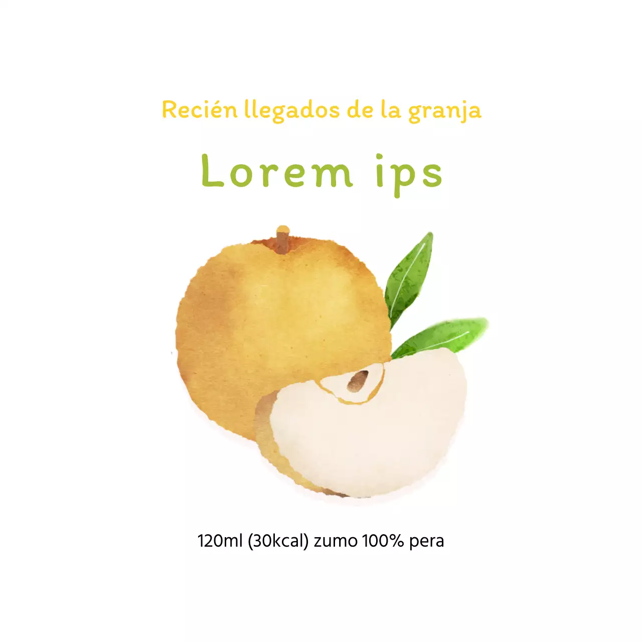 Pegatina Acuarela Amarilla Sentimiento Zumo de Pera