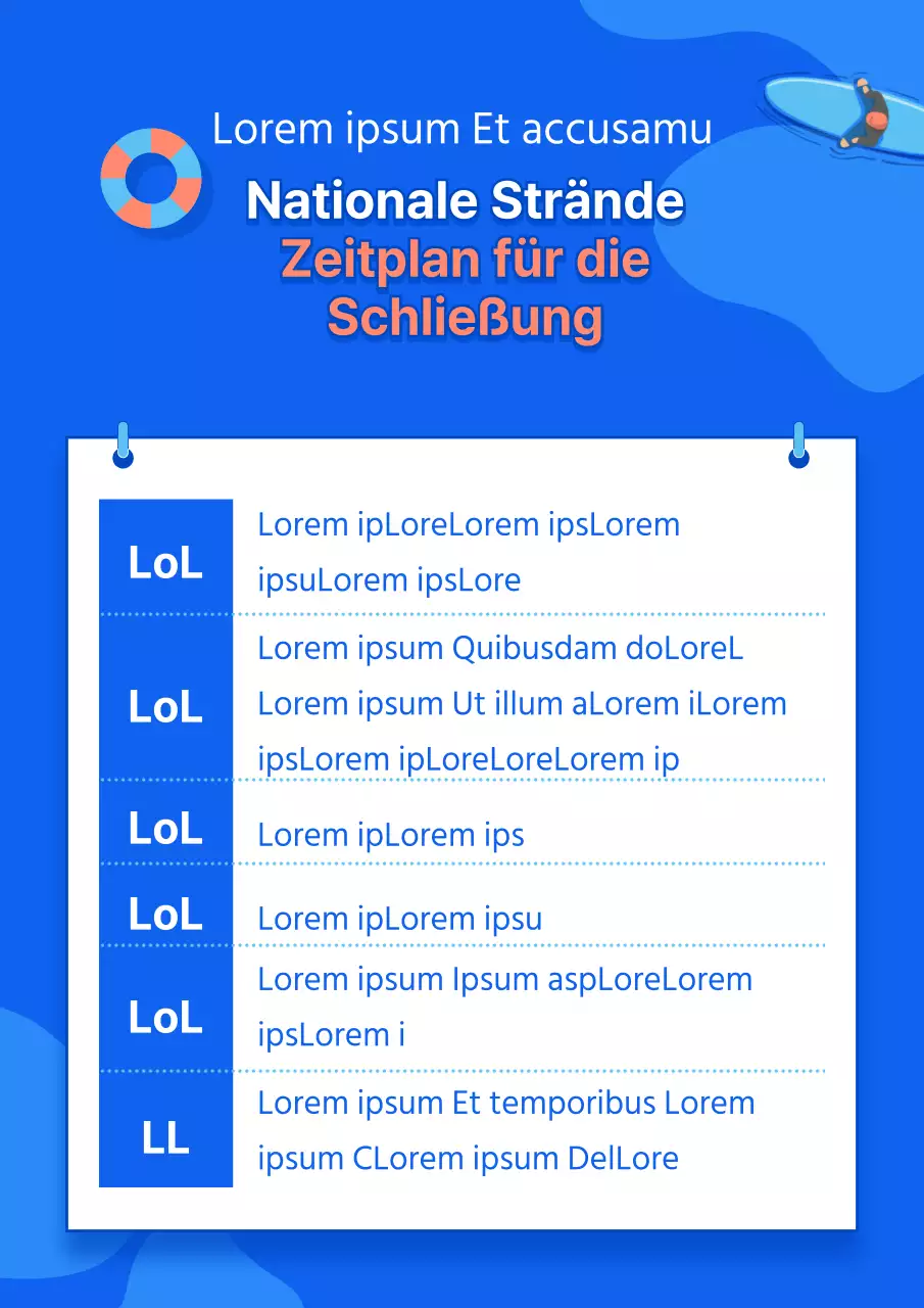 Netter Zeitplan für die Eröffnung des Sommerstrandes mit Illustrationen des blauen Ozeans