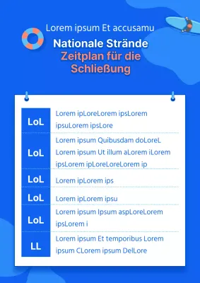 Netter Zeitplan für die Eröffnung des Sommerstrandes mit Illustrationen des blauen Ozeans