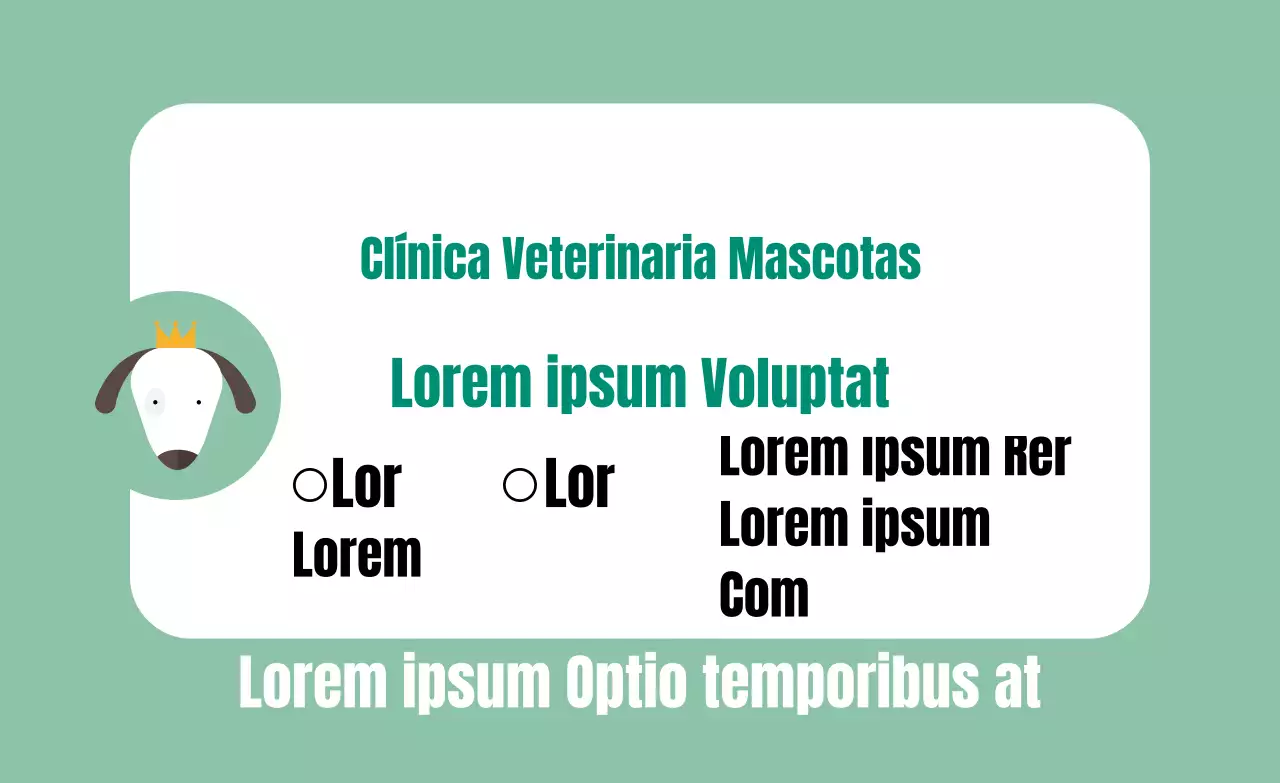 Etiqueta veterinaria con marco cuadrado redondeado en color menta