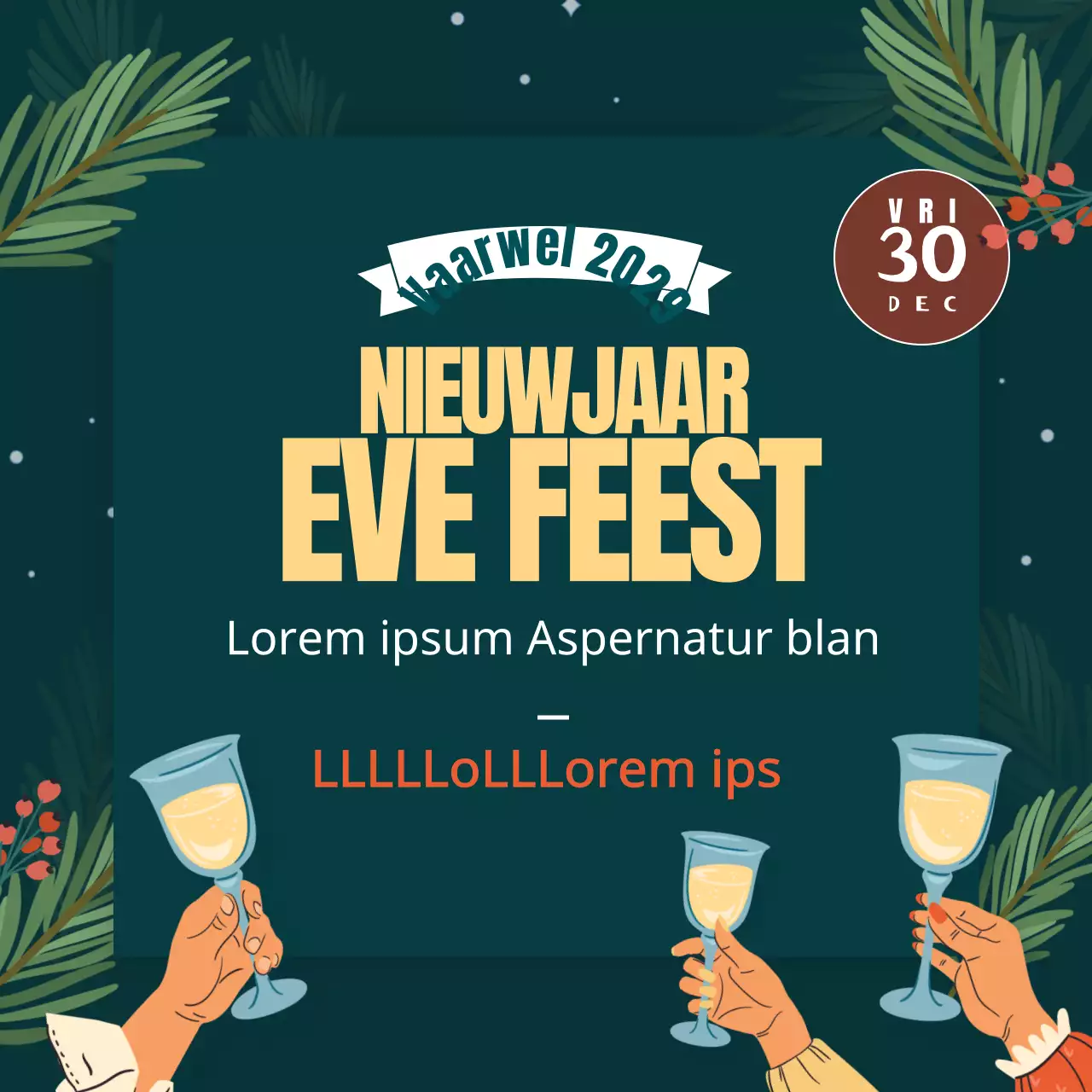 Kerst aankondigingen eindejaarsfeest in groen