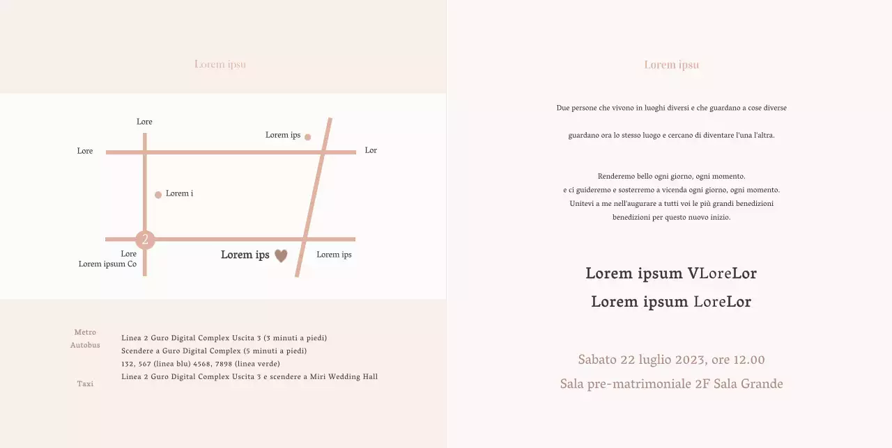 Partecipazione di nozze elegante e di classe in rosa chiaro