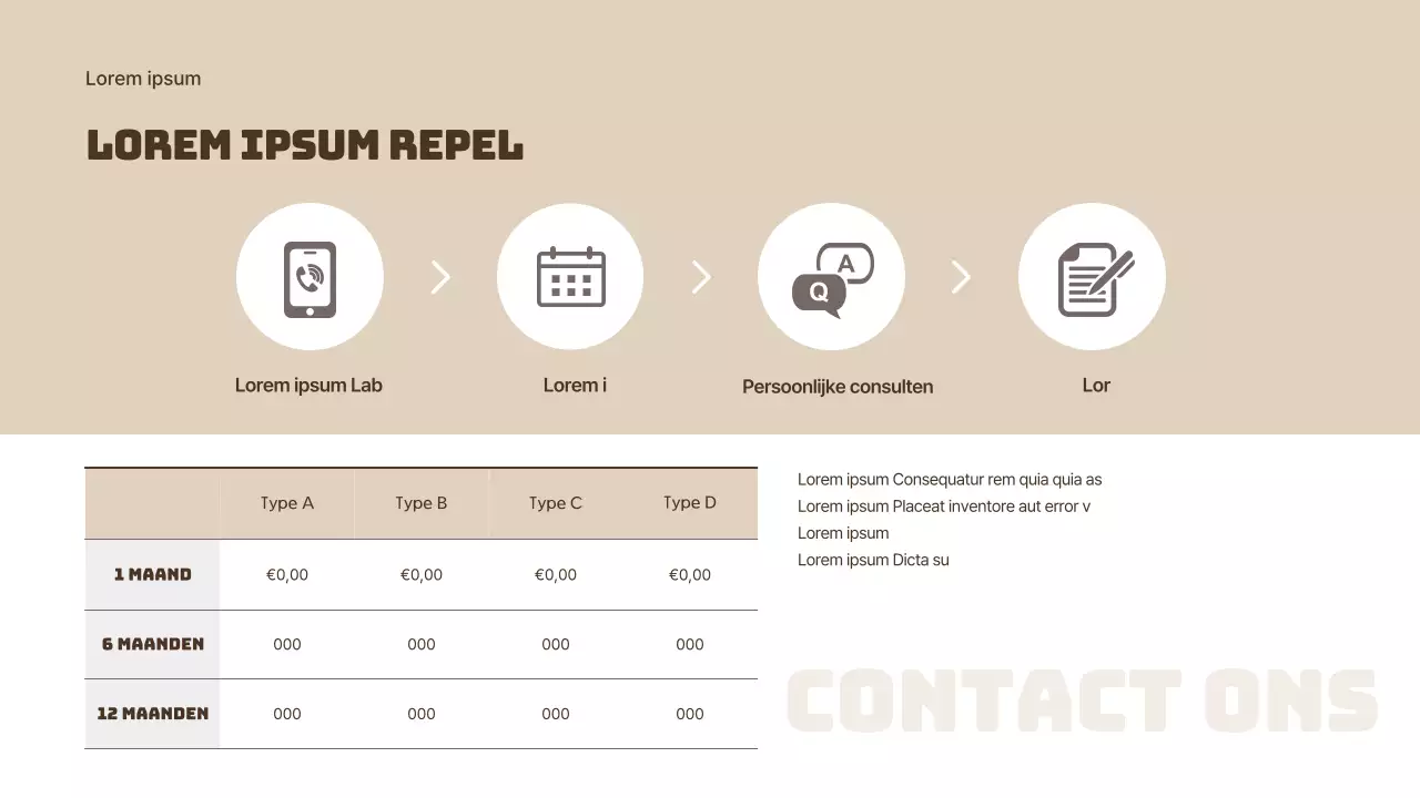 Aanbiedingsbrief beige en bruin appartement