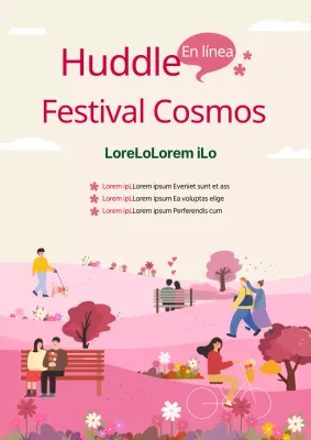 Guía de los actos del Festival Cosmos en rosa y beige