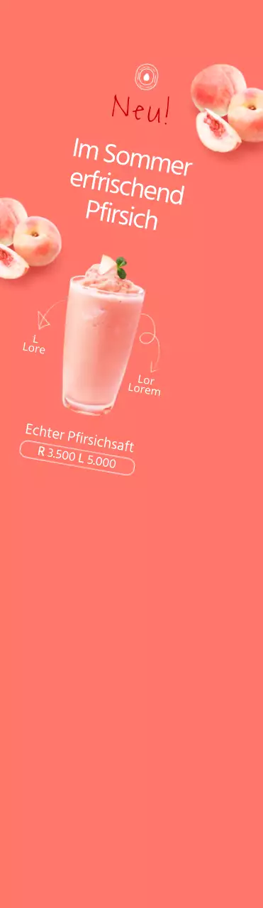 Schlichter Stil in Rosa und Weiß zur Bewerbung des Sommermenüs