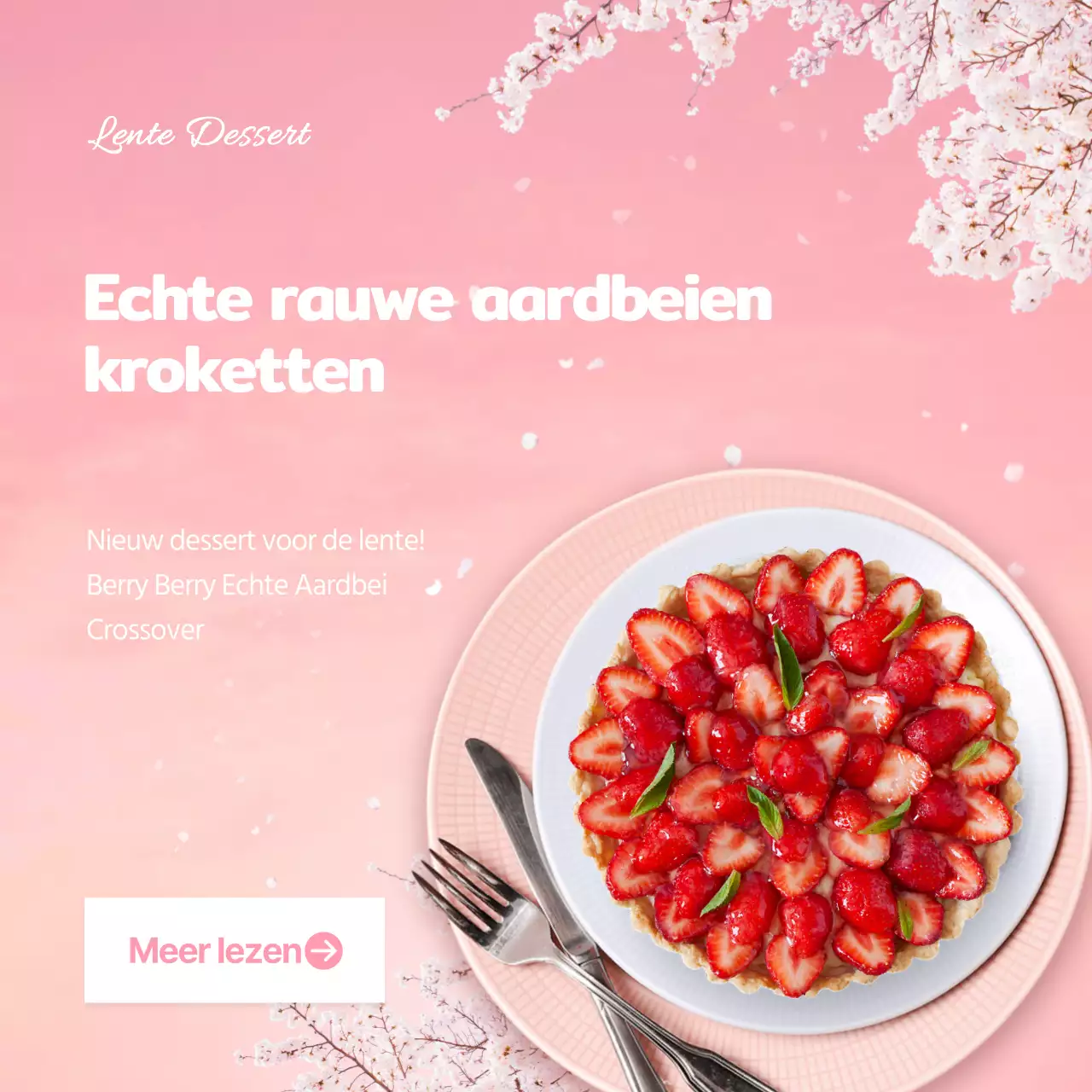 Een lente-event met aardbeiendesserts in roze en wit voor een schone en frisse look