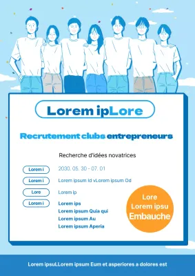 Affiche de recrutement du club d'entrepreneuriat de l'université bleue