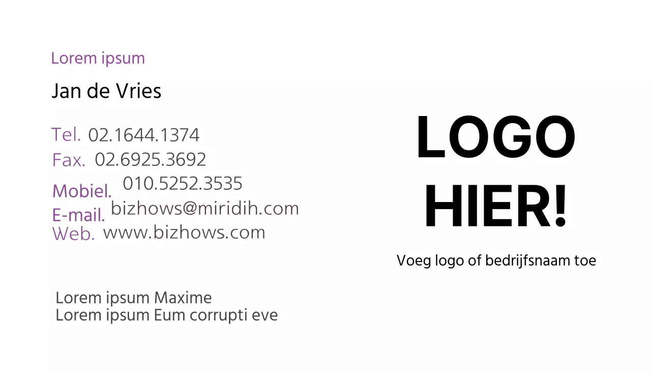 Zakelijke visitekaartjes