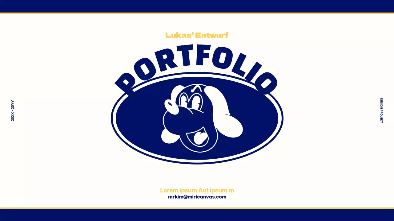 Designmappe für ein Vintage-Retro-Konzept in Marineblau und Gelb