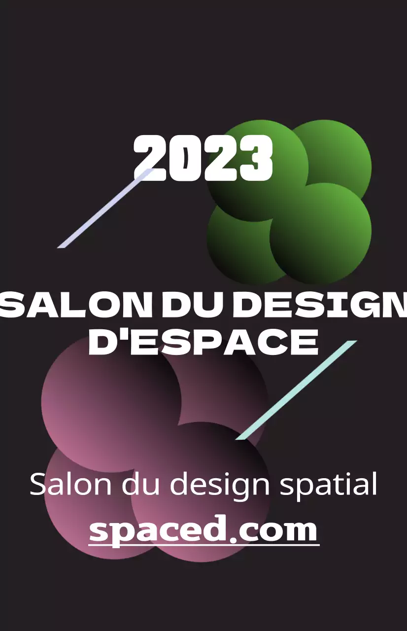 Promouvoir un salon de l'aménagement de l'espace grâce à des illustrations colorées de formes et de textes.