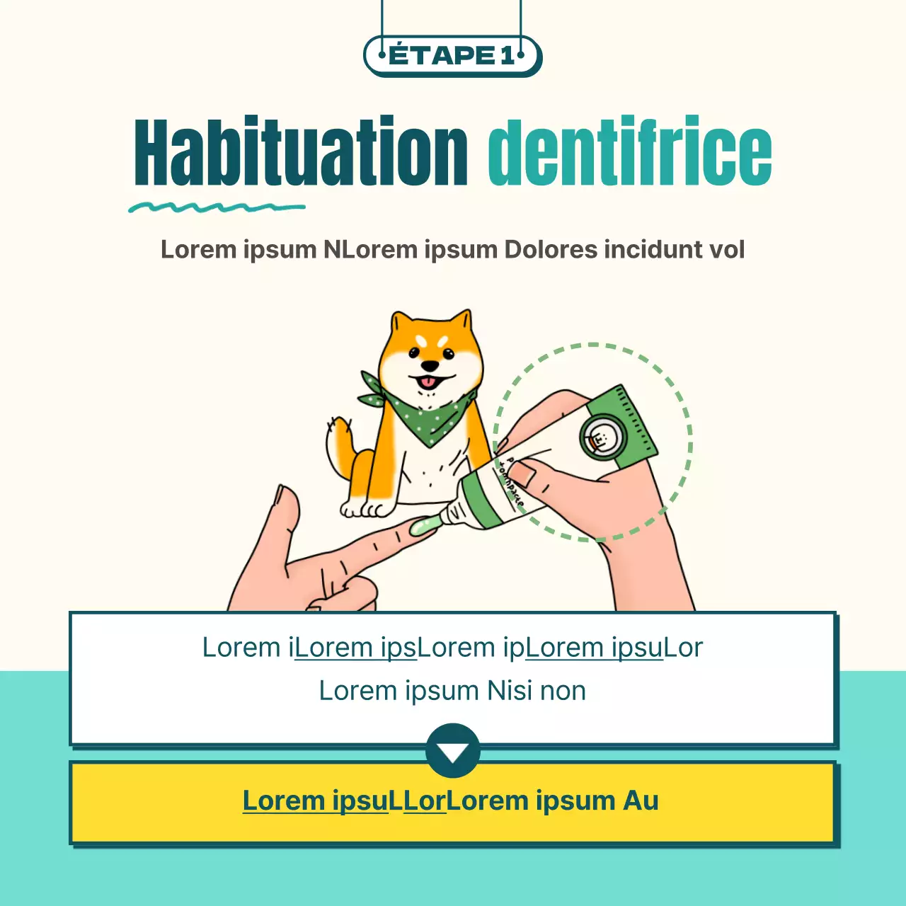 Brossage de chien illustré en menthe et jaune