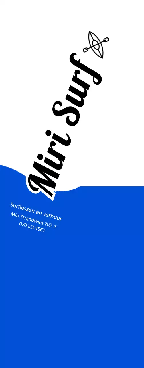 Eenvoudig concept in marineblauw en zwart voor surfinformatie en promotie
