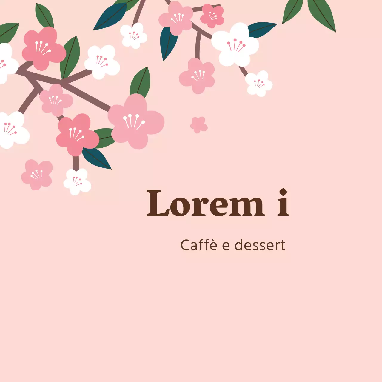 Etichetta promozionale di un caffè pulito con illustrazione rosa