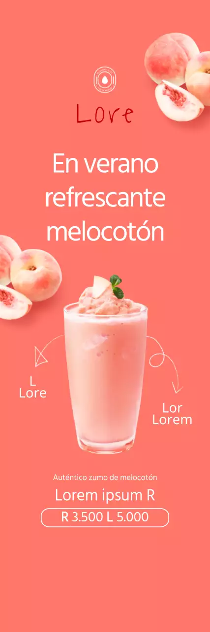 Estilo sencillo en rosa y blanco para promocionar el menú de verano