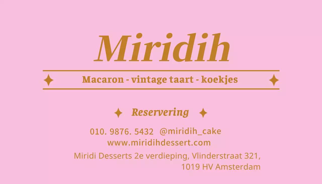 Dessert Café visitekaartje