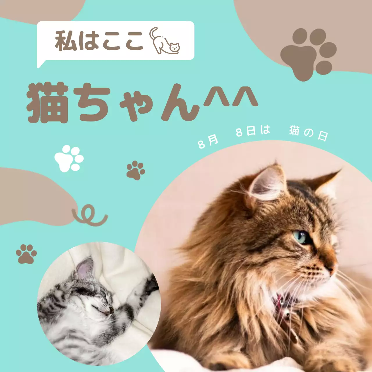 ミント かわいい 猫 ポスター SNS投稿 正方形