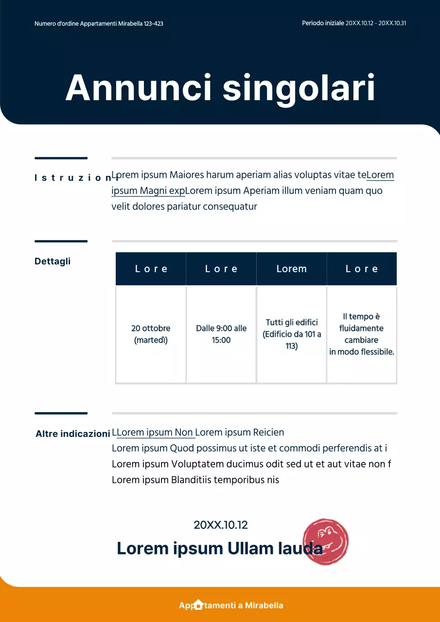 Insegna singolare di un appartamento di concezione ordinata in blu e arancione