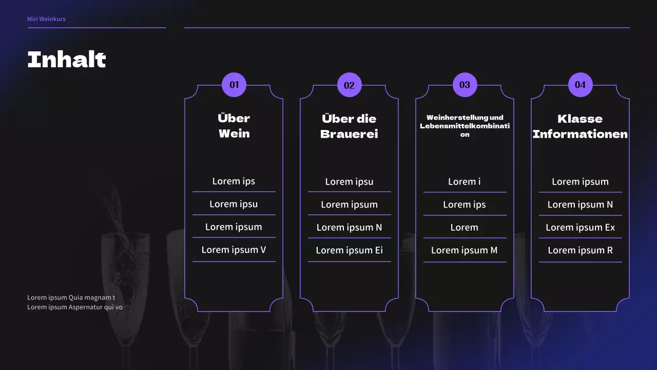 Weinbrauerei-Seminar in Schwarz- und Lilatönen