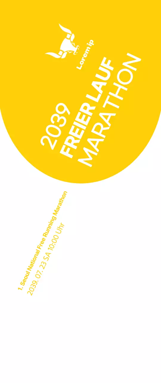 Einfacher Stil in Gelb und Weiß für Marathoninformationen und Werbung