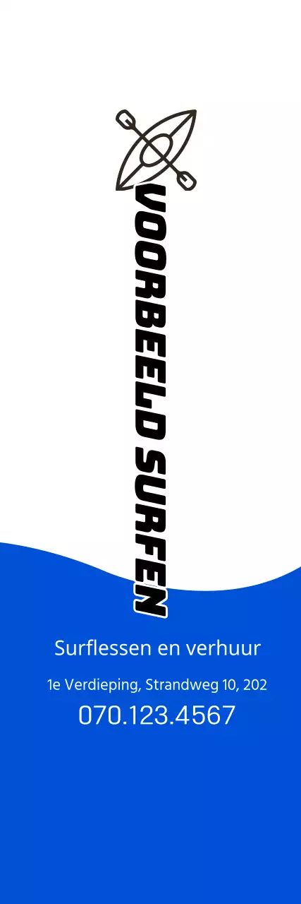 Eenvoudig concept in marineblauw en zwart voor surfinformatie en promotie
