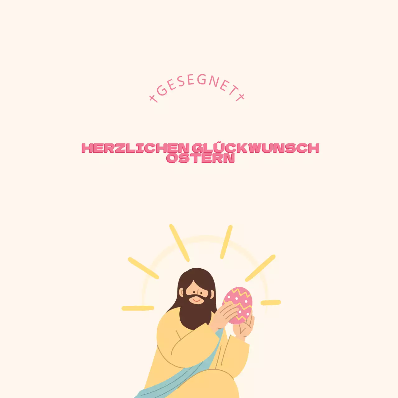 Rosa gelbe Illustration niedlichen Kirche Ostern Etiketten