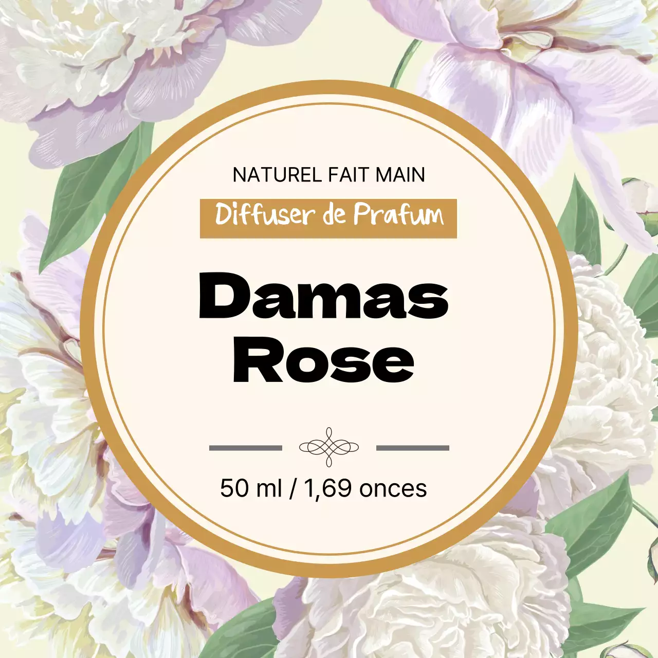 Étiquette de parfum vintage avec illustration jaune