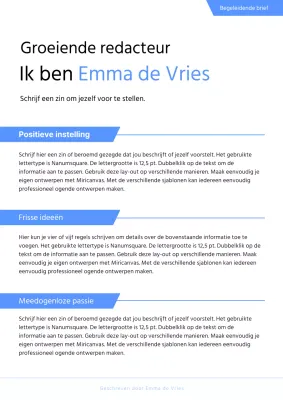 Eenvoudige sollicitatiebrief in blauw