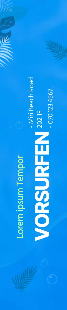 Einfache Ozean-Illustration in Blau und Chartreuse für Informationen und Werbung zum Surfen