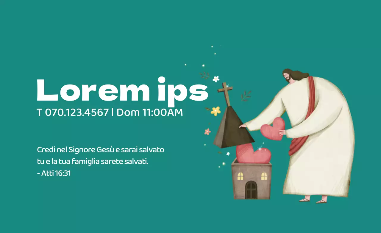 Chiesa illustrazione vintage turchese