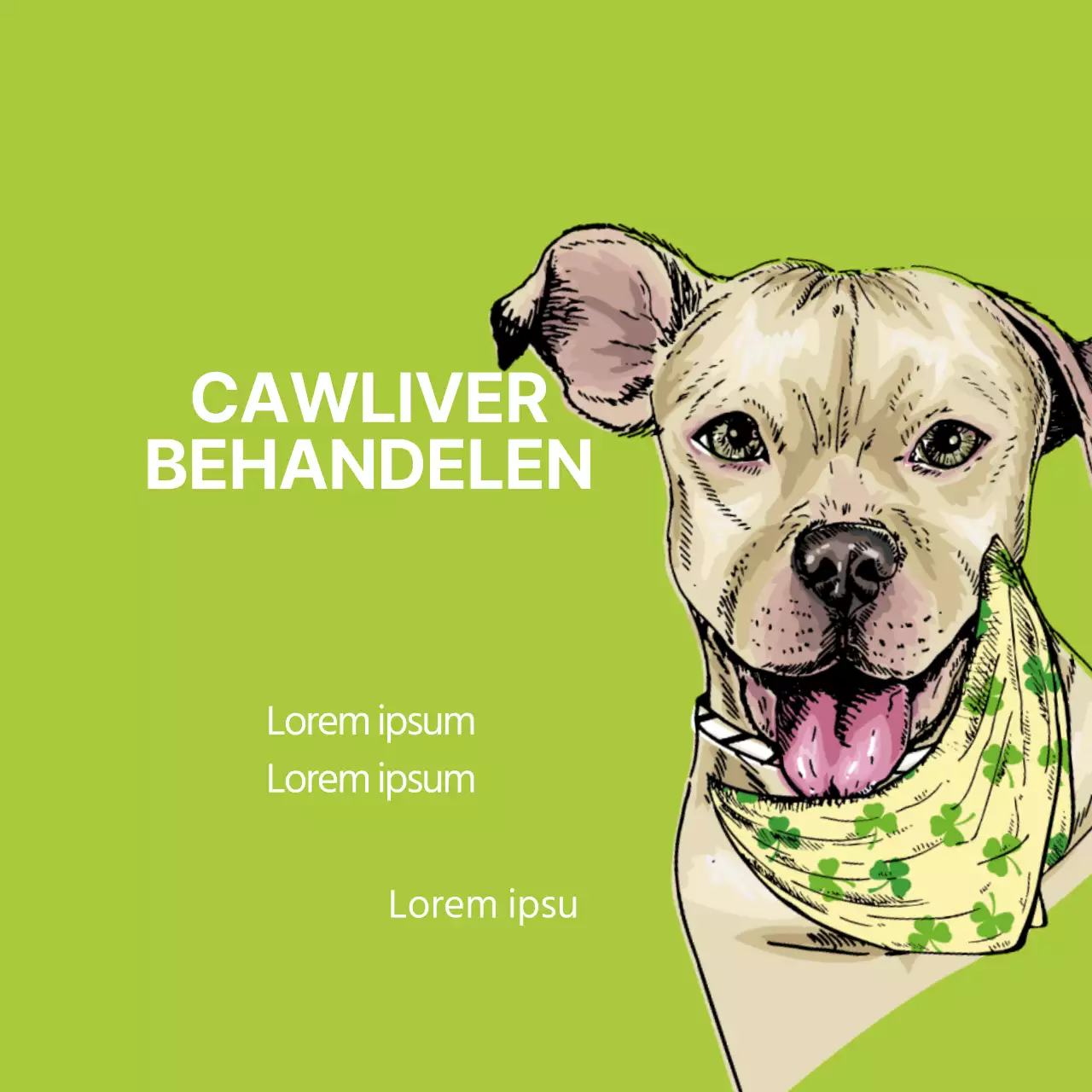 Groen geïllustreerd hondenetiket