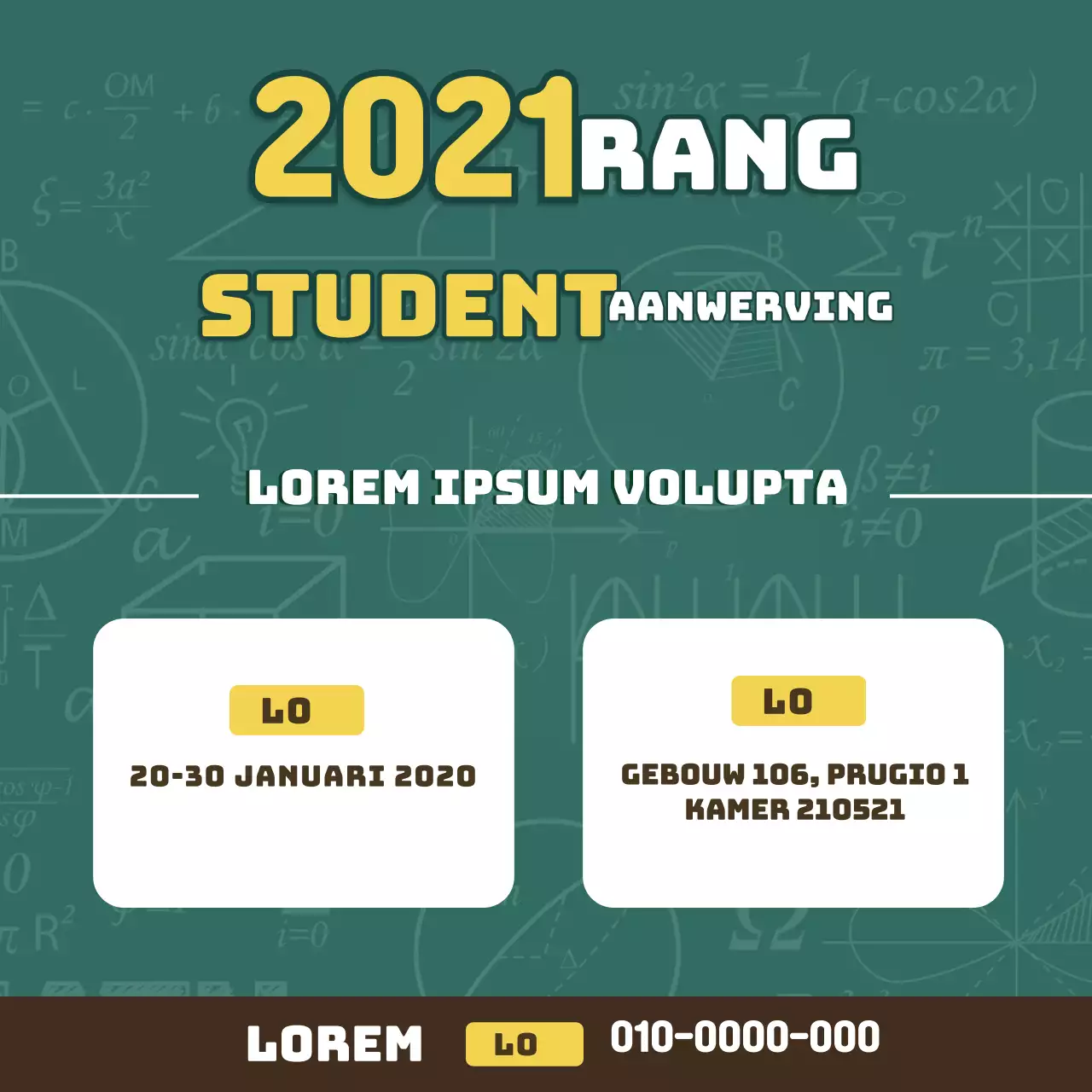 Schoolbord met groen gemarkeerde letters Werving van studenten op school