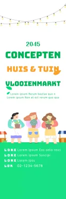 Schattige marktillustratie in lichtgroen en oranje voor marktinformatie en promotie