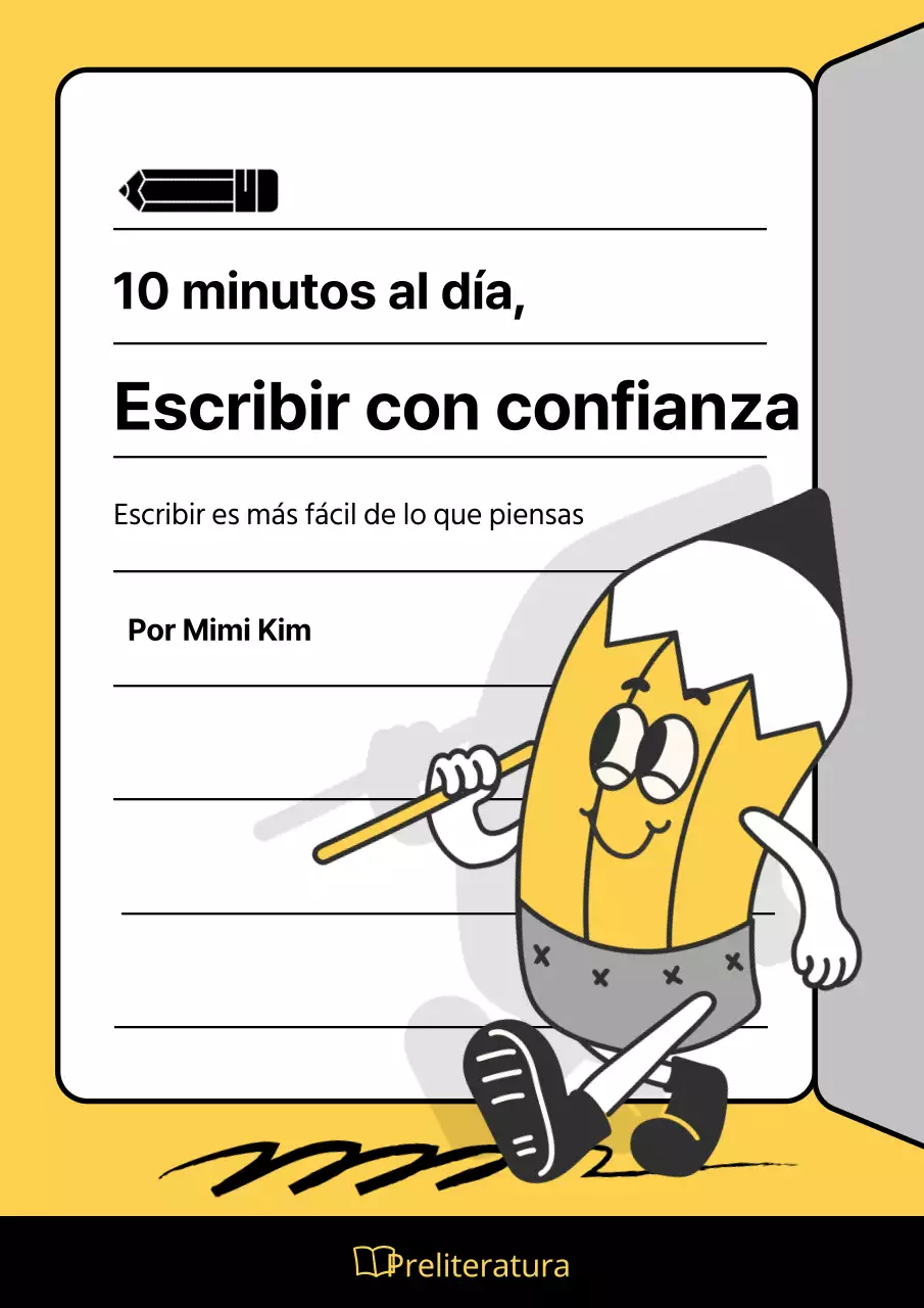 Información de escritura para el concepto de personaje de lápiz amarillo y negro
