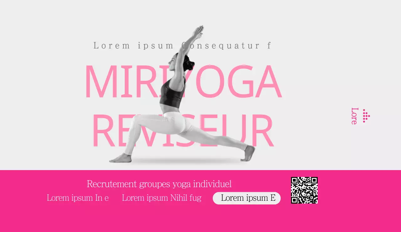 Style épuré en rose et gris clair pour promouvoir et informer les yogis