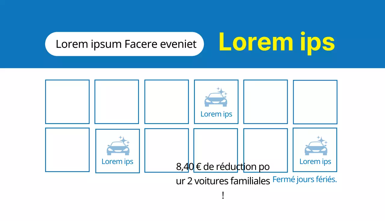 Illustration bleue, coupon de location de voiture soigné