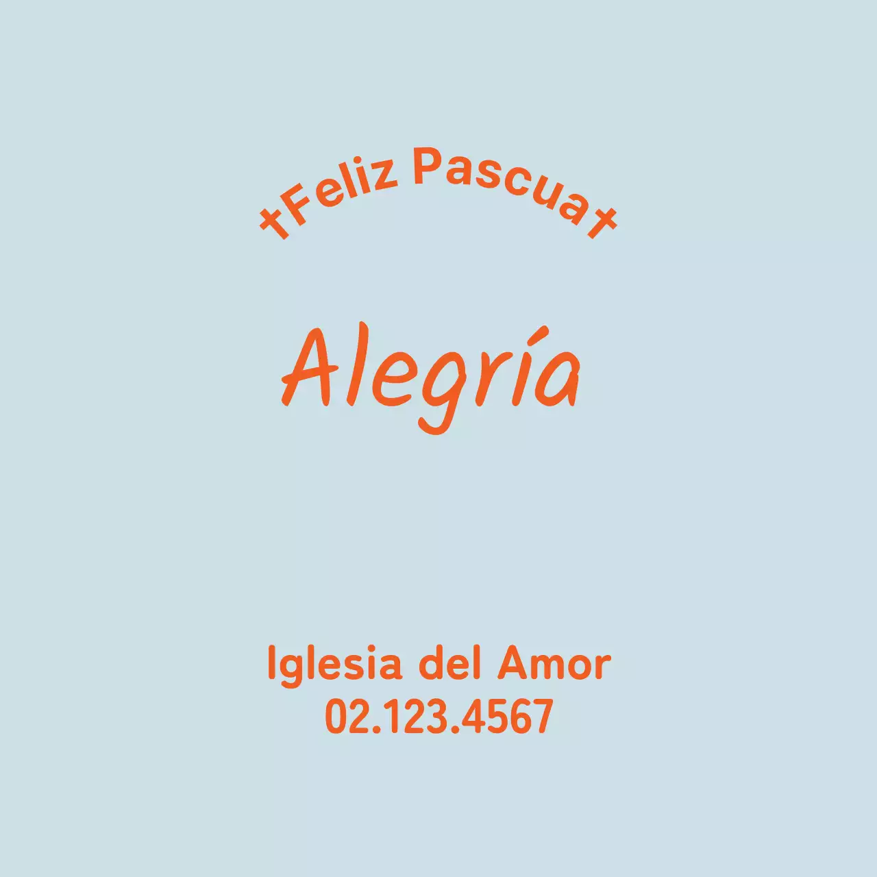 Etiqueta de Semana Santa de la iglesia con letras azules anaranjadas