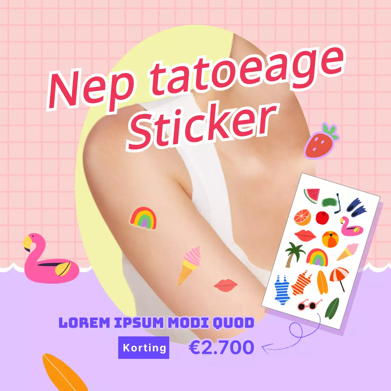 Tattoo sticker promotie met een roze vakantie vibe