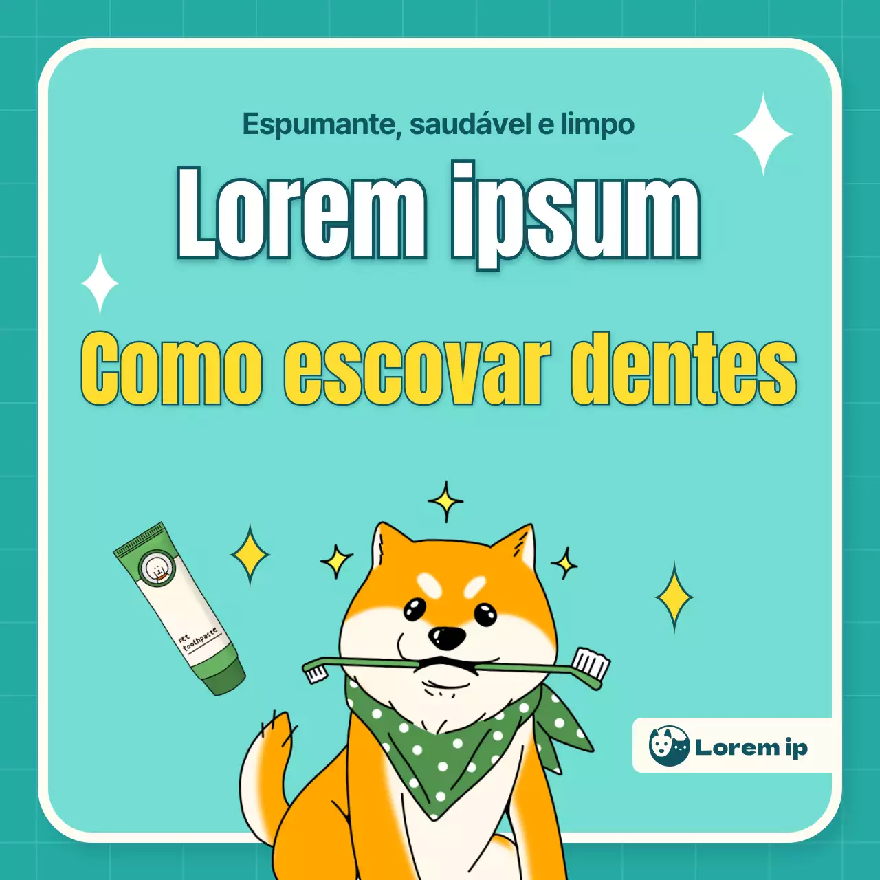 Escovagem de cães ilustrada em menta e amarelo